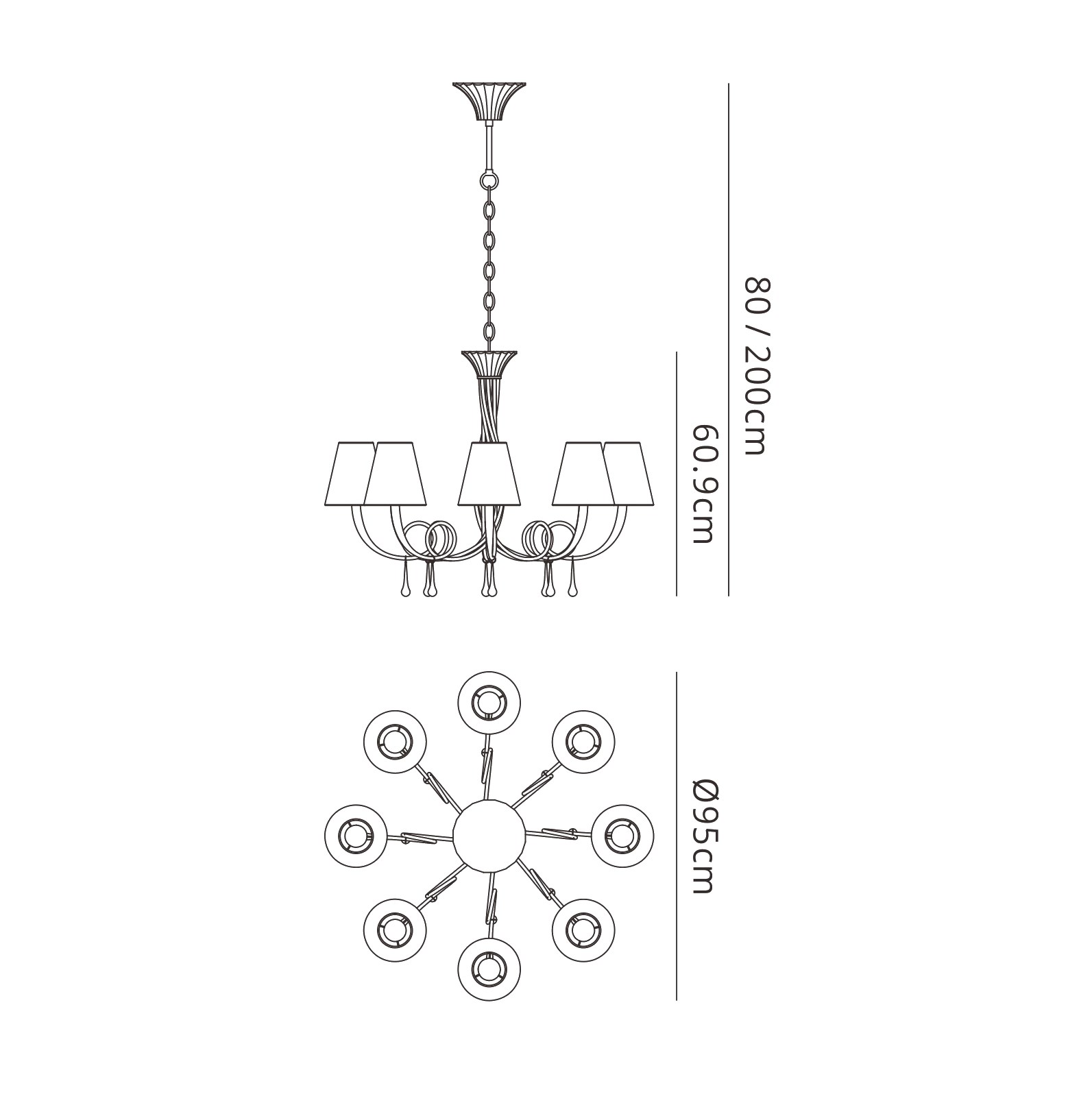 Paola Silver-Cream Ceiling Lights Mantra Multi Arm Fittings